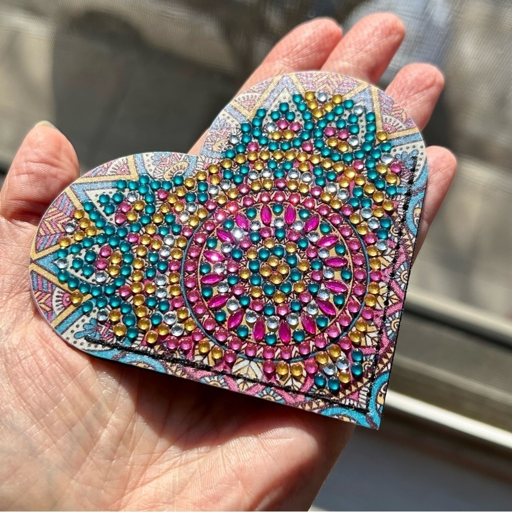 Diamond Art HEART 03 Corner Bookmark, Colorful, Sparkly (PINK, BLUE)